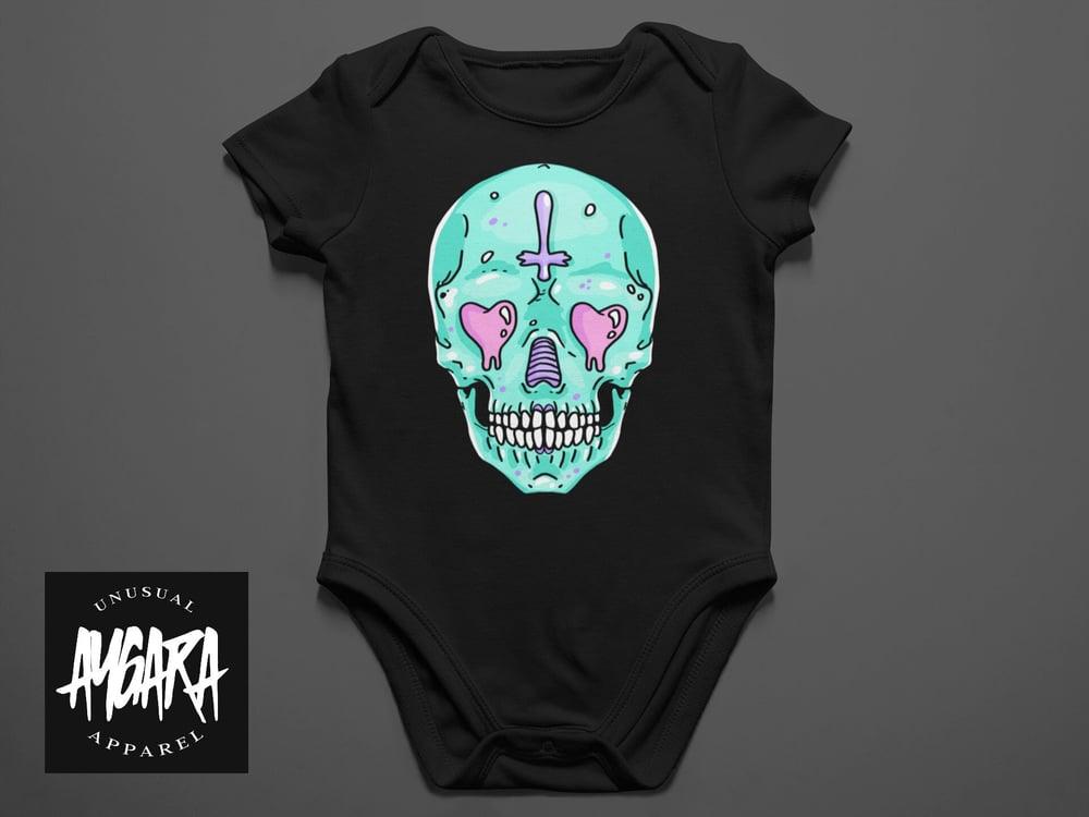 Baby "Creepy Pastel Goth Skull" Black Onesie - Aygara