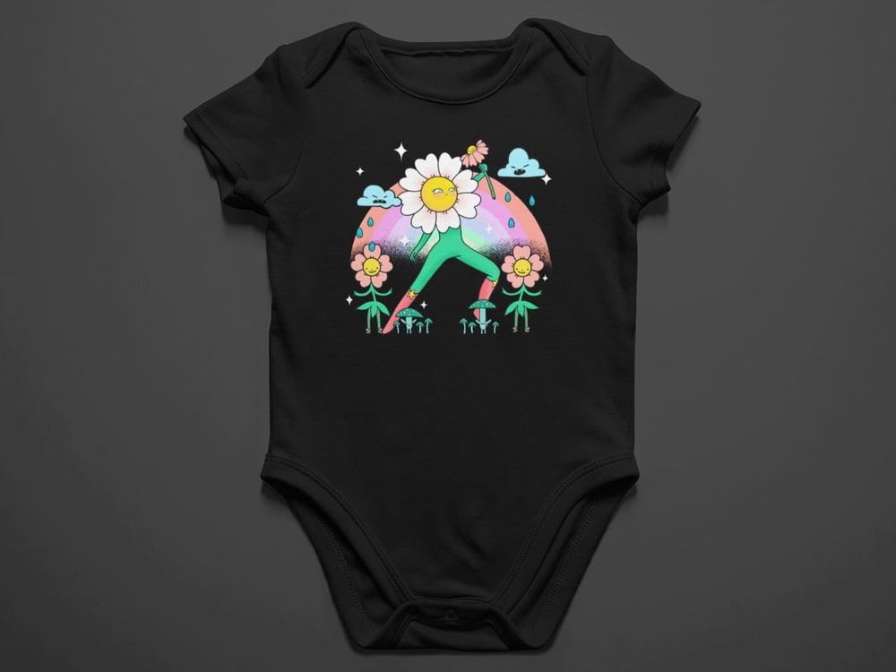 Baby "Flower Power" Black Onesie - Aygara