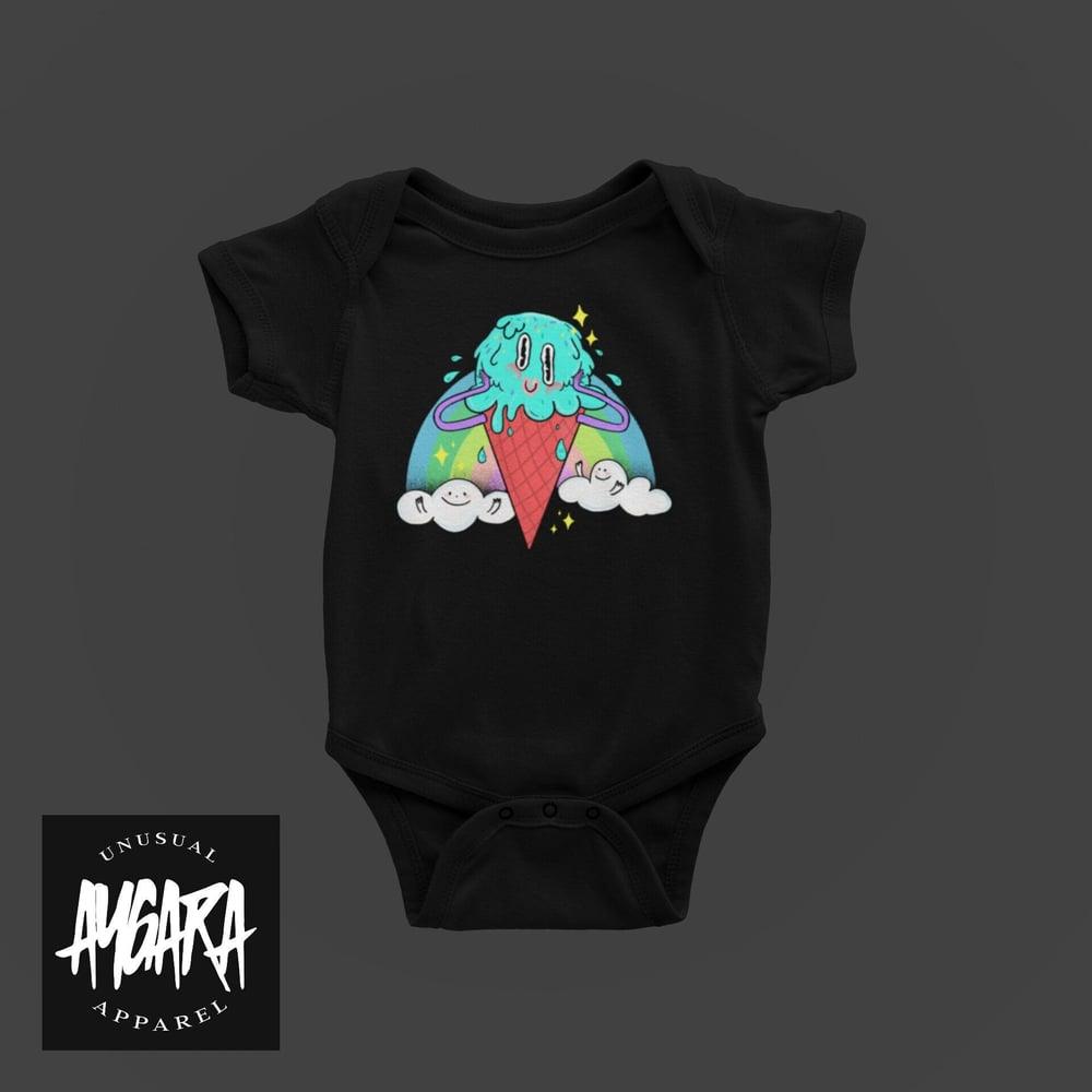 Baby "Ice Cream/Rainbow" Black Onesie - Aygara