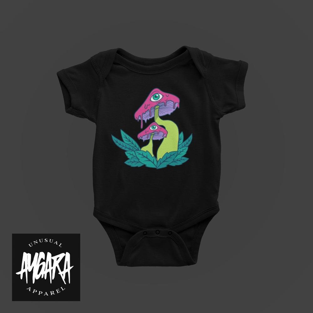 Baby "Mushrooms" Black Onesie - Aygara