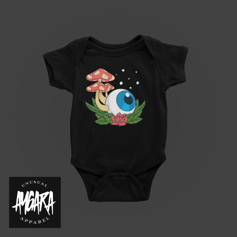 Baby "Mushrooms/Eye" Black Onesie - Aygara