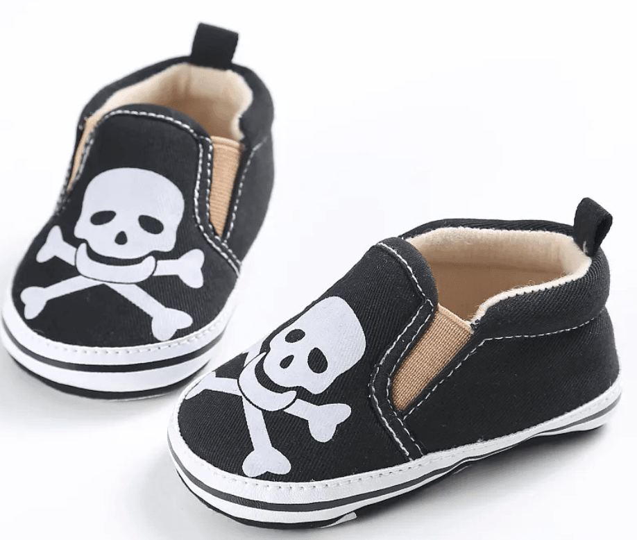 Baby Skull + Crossbones Black Shoes - Aygara