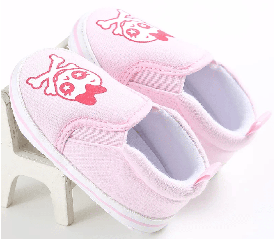 Baby Skull + Crossbones Pink Shoes - Aygara