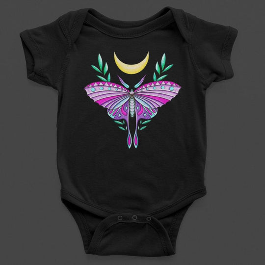 Baby-Youth Black "Colorful Creature/Moon" Onesie/T-Shirt - Aygara