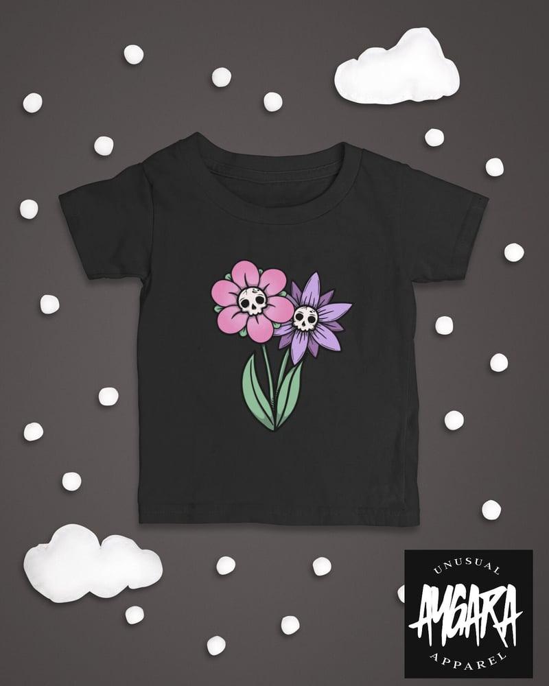 Baby-Youth Black 'Skull Flowers' Onesie/T-Shirt - Aygara