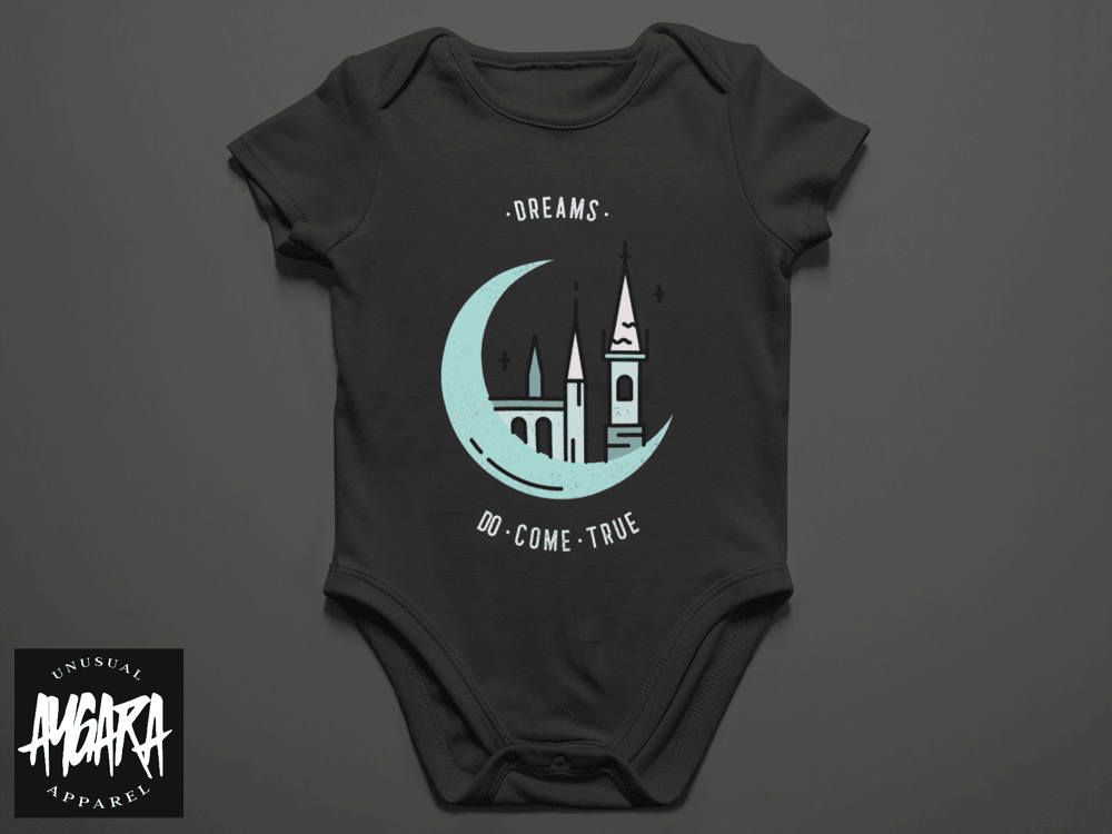 Baby-Youth "Dreams Do Come True" Black Onesie/T-Shirt - Aygara