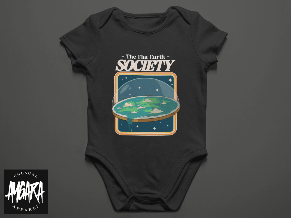 Baby-Youth "Flat Earth Society" Black Onesie/T-Shirt - Aygara