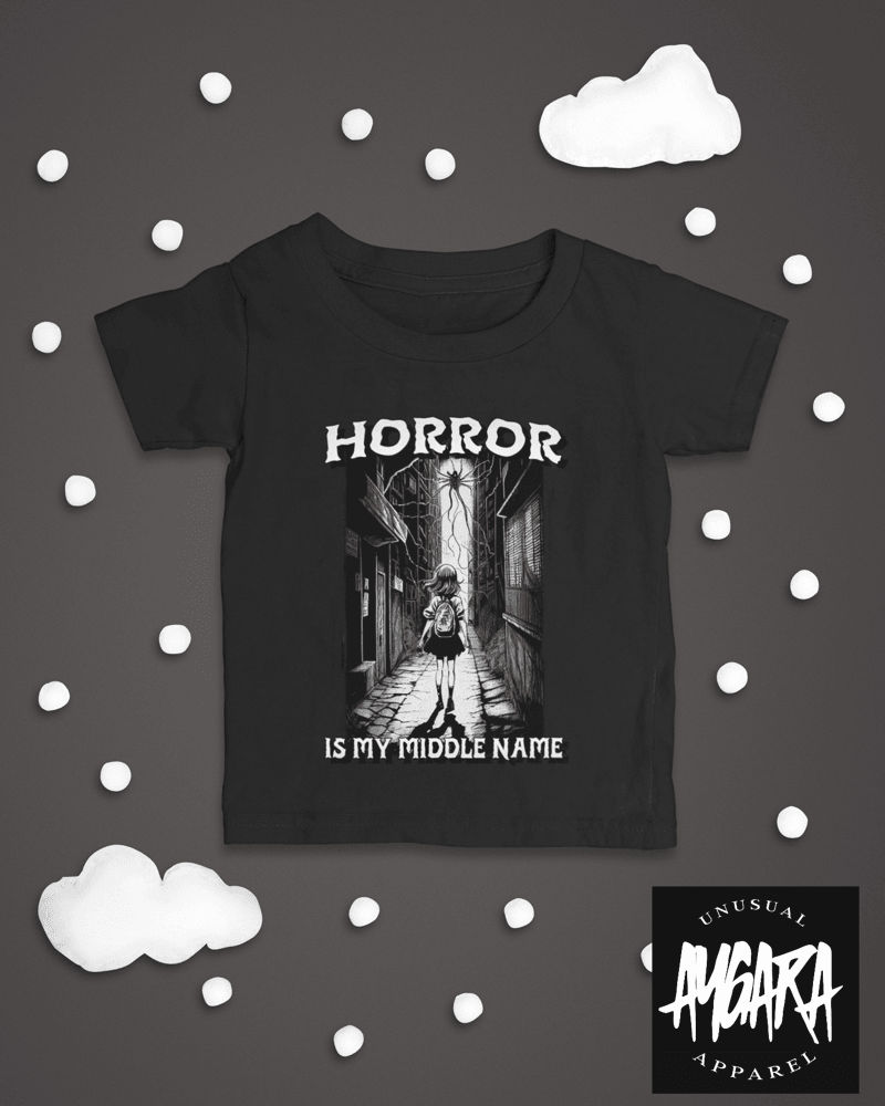 Baby-Youth "Horror Middle Name" Black Onesie/T-Shirt - Aygara