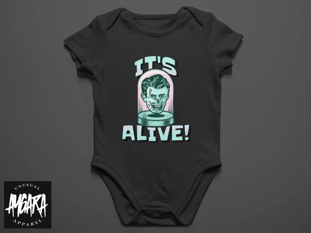 Baby-Youth "It's Alive!" Black Onesie/T-Shirt - Aygara