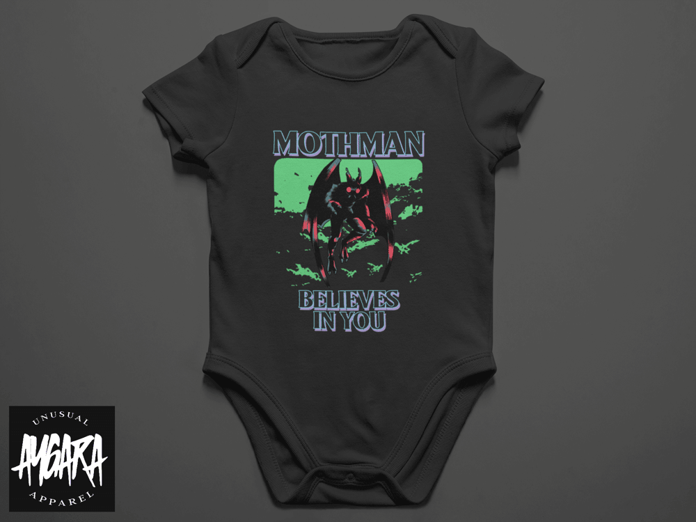 Baby-Youth "Mothman Believes in You" Black Onesie/T-Shirt - Aygara