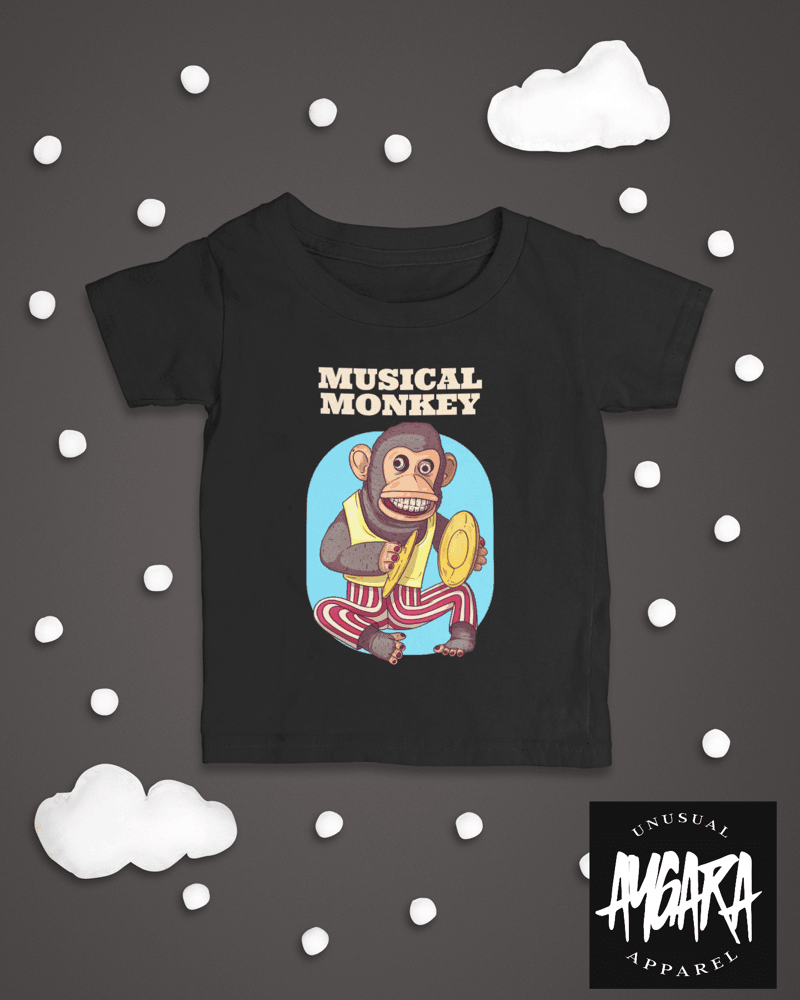 Baby-Youth "Musical Monkey" Black Onesie/T-Shirt - Aygara