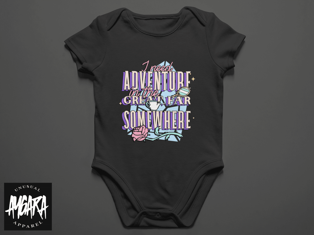 Baby-Youth "Need Adventure" Black Onesie/T-Shirt - Aygara