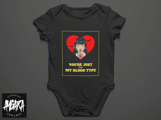 Baby-Youth "Not Blood Type" Black Onesie/T-Shirt - Aygara