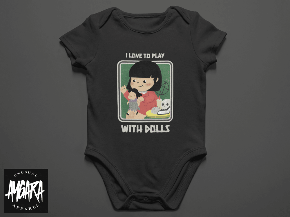 Baby-Youth "Play with Dolls" Black Onesie/T-Shirt - Aygara