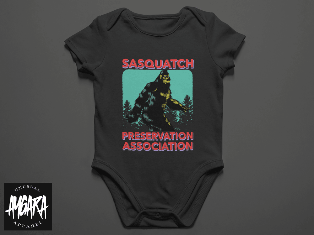 Baby-Youth "Sasquatch Preservation" Black Onesie/T-Shirt - Aygara