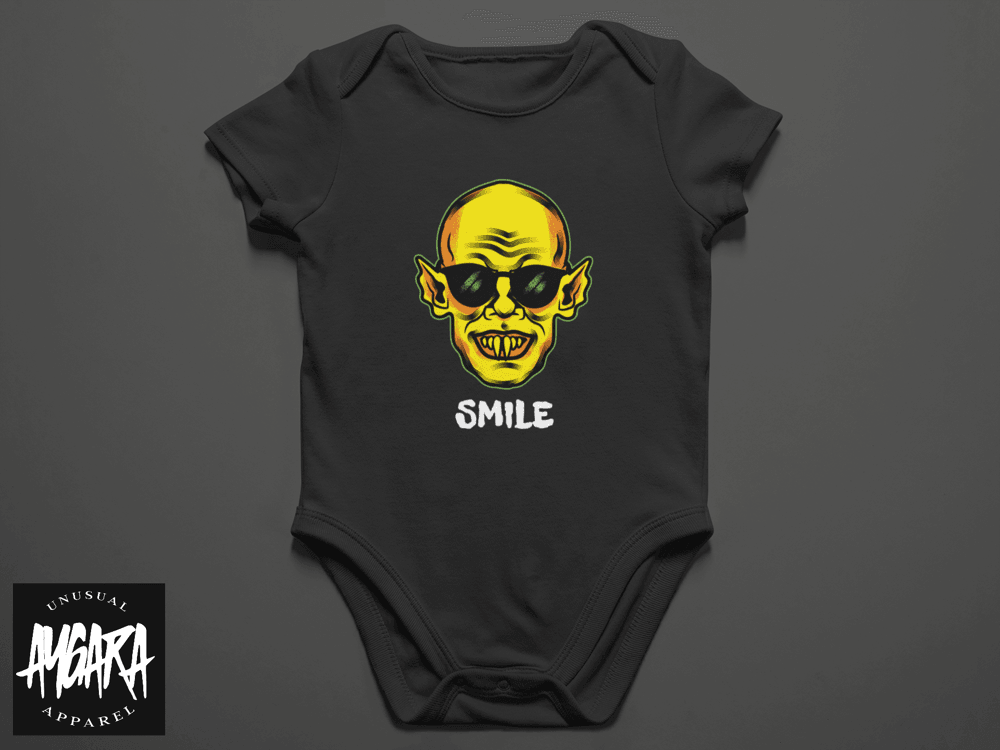 Baby-Youth "Smile" Black Onesie/T-Shirt - Aygara