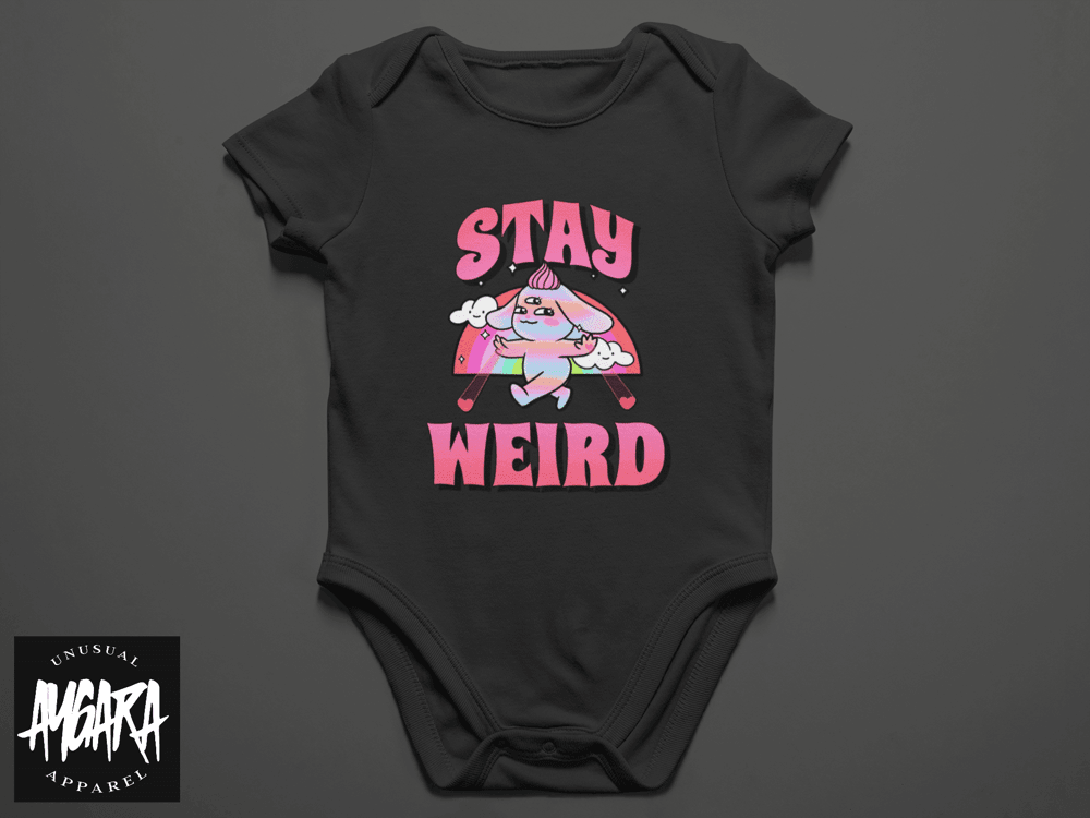 Baby-Youth "Stay Weird" Black Onesie/T-Shirt - Aygara