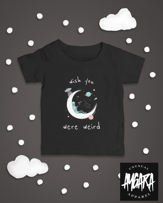 Baby-Youth "Wish You Were Weird" Black Onesie/T-Shirt - Aygara