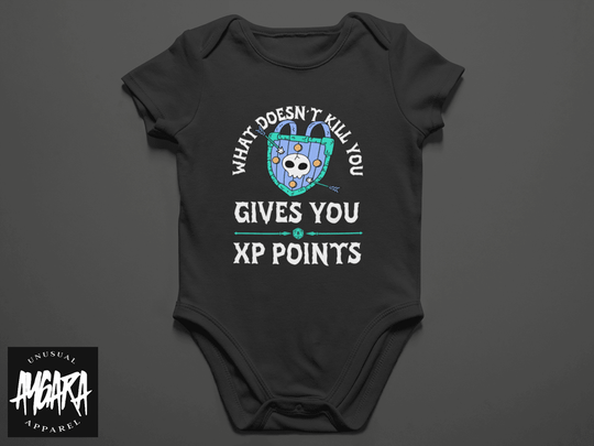 Baby-Youth "XP Points" Black Onesie/T-Shirt - Aygara