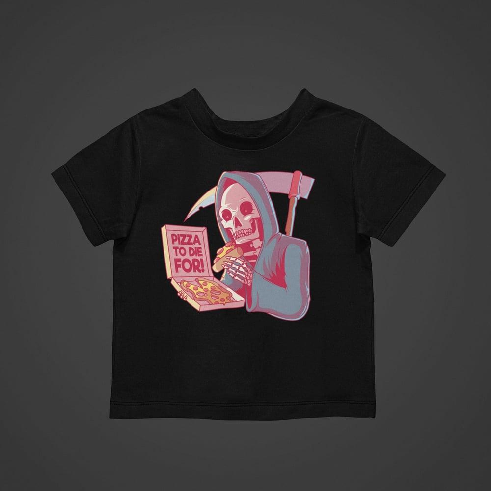 Baby/Kid "Pizza to Die For" Black T-Shirt - Aygara