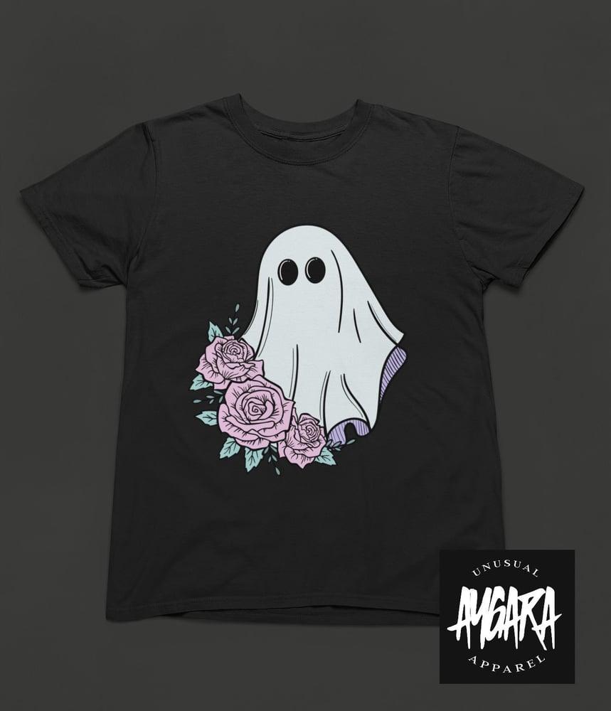 Black 'Floral Ghost' Adult T-Shirt - Aygara