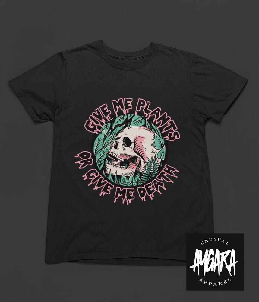 Black 'Give Me Plants or Give Me Death' Adult T-Shirt - Aygara