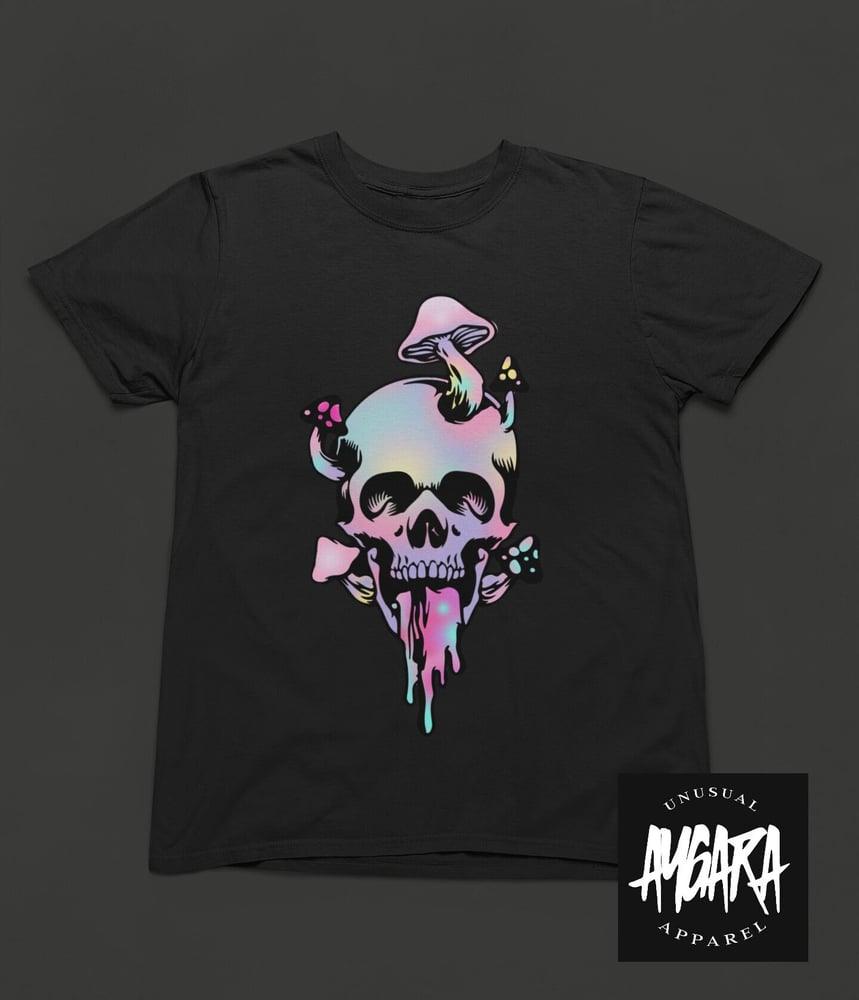 Black Mushroom Skull Adult T-Shirt - Aygara