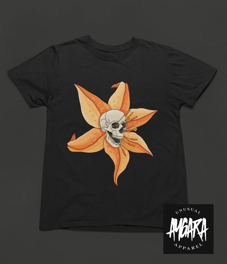 Black 'Skull Flower' Adult T-Shirt - Aygara