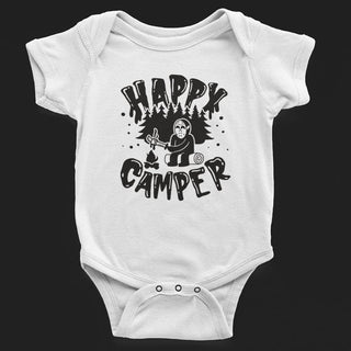"Happy Camper" Baby White Onesie