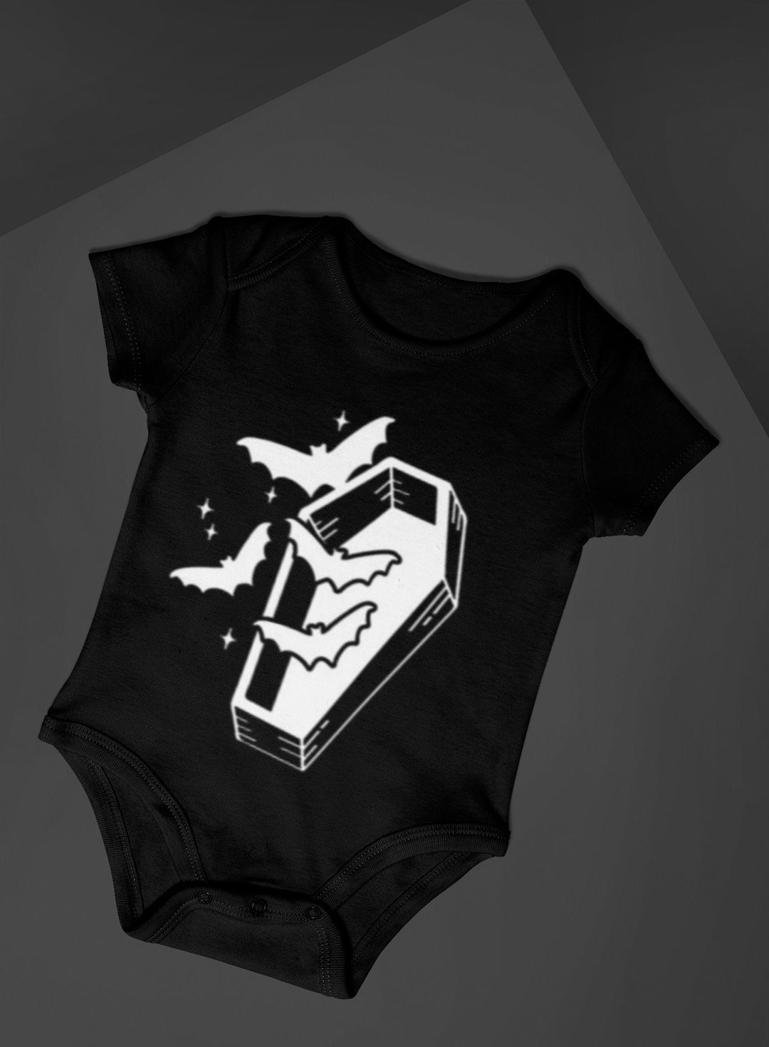 Baby-Youth Black Coffin w/ Bats Onesie/T-Shirt