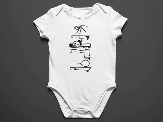 Baby-Youth Horror Weapons Onesie/T-Shirt in White or Black