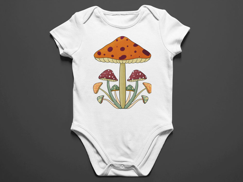 Baby "Retro Mushroom" Black or White Onesie