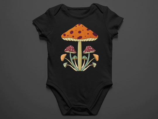 Baby "Retro Mushroom" Black or White Onesie