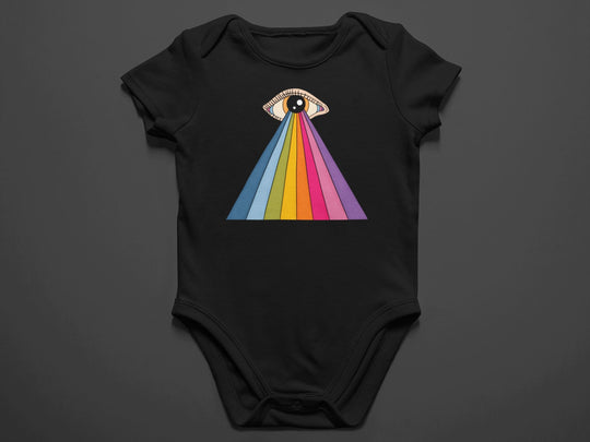 Baby "Retro Rainbow Eye" Black or White Onesie