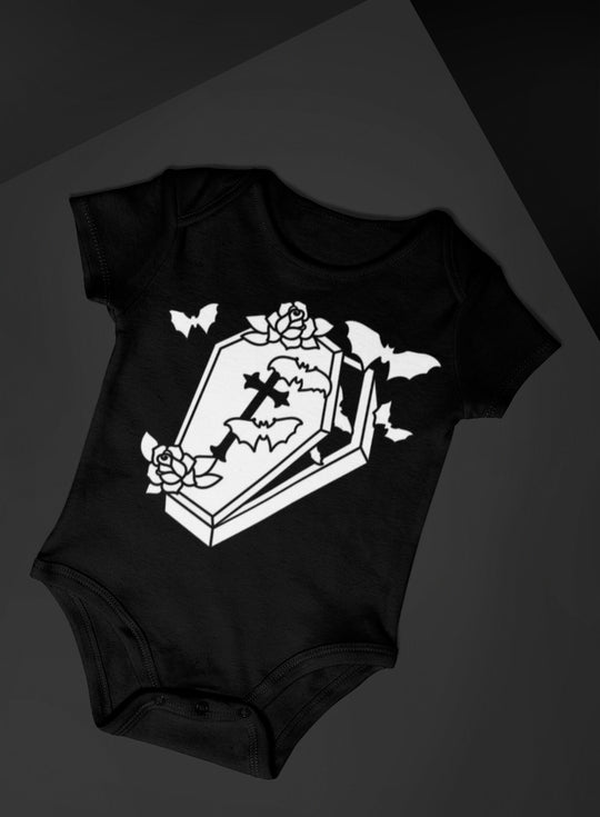 Baby-Youth "Coffin/Roses/Bats" Black Onesie/T-Shirt