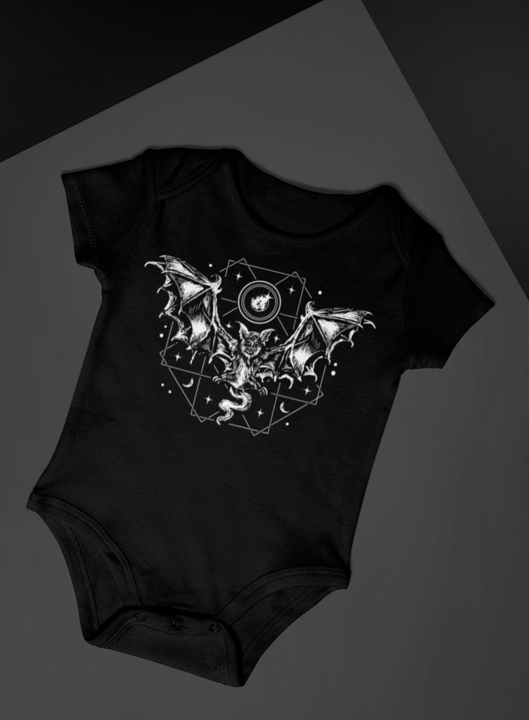 Black "Occult Bat" Baby Onesie