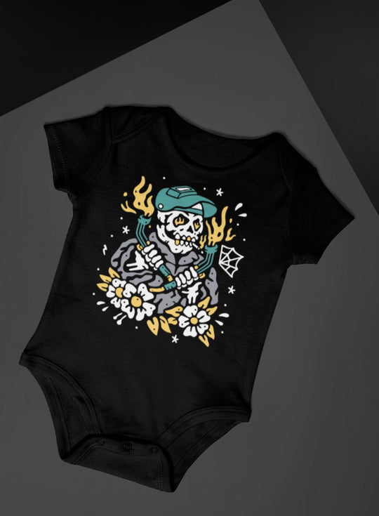 Baby-Youth Black "Skeleton Welder" Onesie/T-Shirt