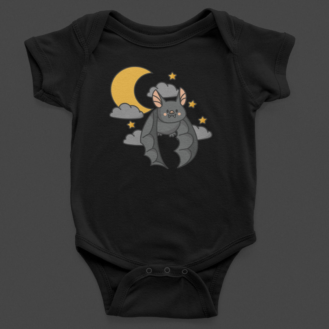 Baby-Youth "Bat in Night Sky" Black Onesie/T-Shirt