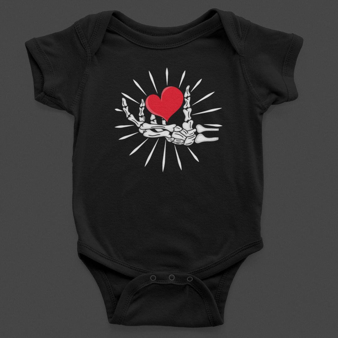 Baby-Youth "Skeleton Hand/Heart" Black Onesie/T-Shirt