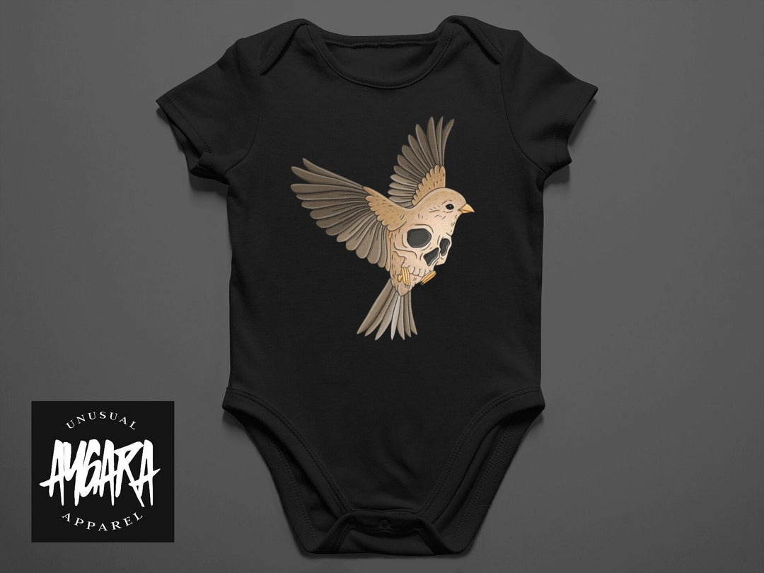 Baby "Strange Bird" Black Onesie