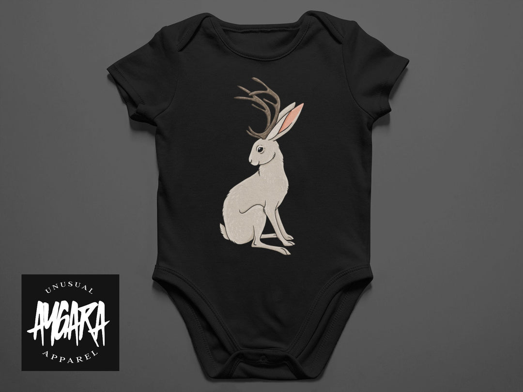 Baby "Strange Jackalope" Black Onesie