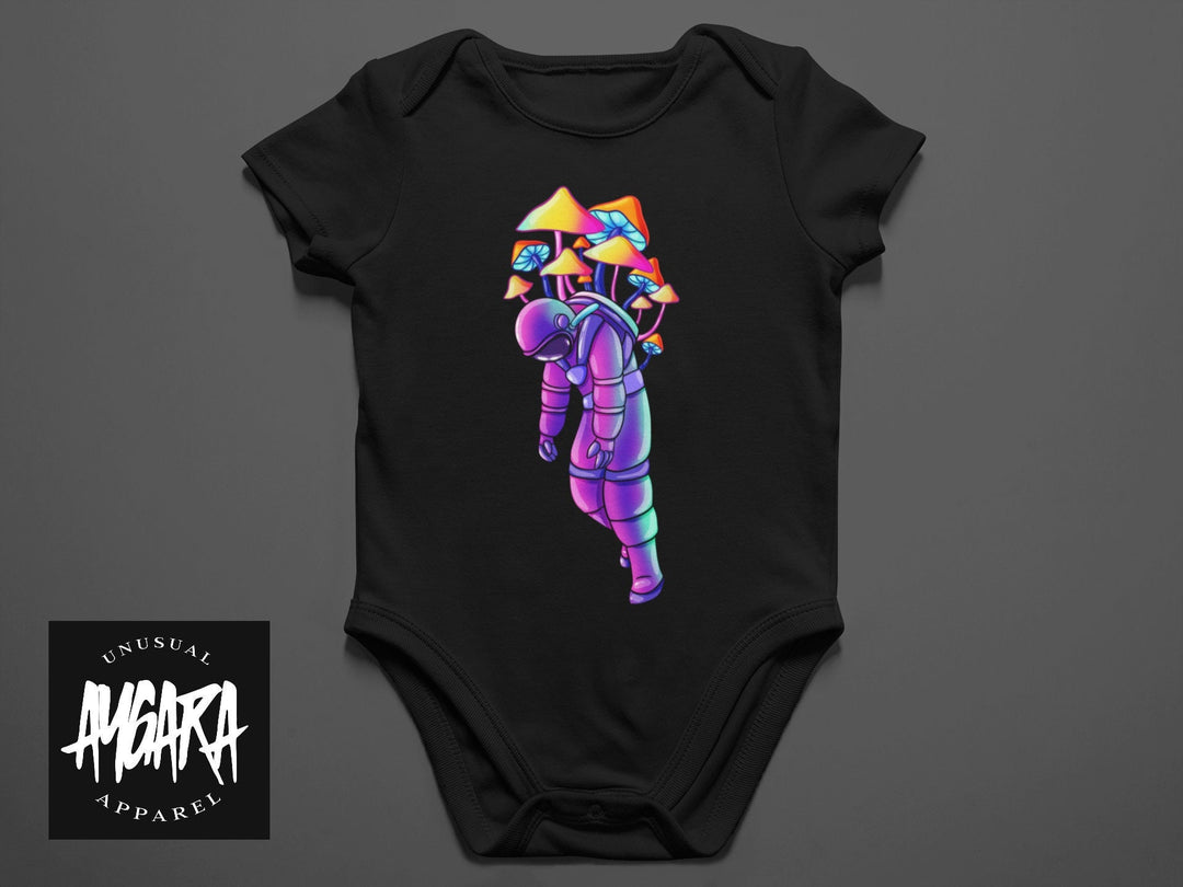 Baby "Space Mushroom/Astronaut" Black Onesie