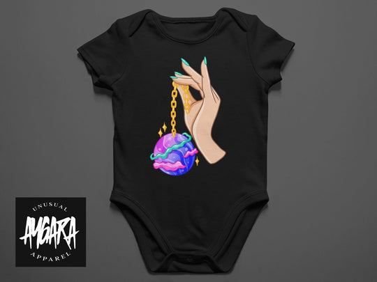 Baby "Space Keychain" (2 Skin Tones available) Black Onesie