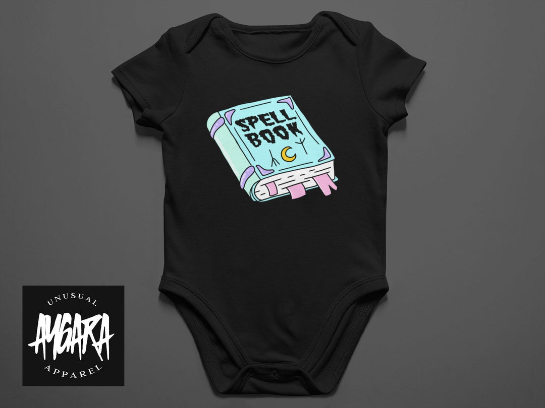 Baby "Spell Book" Black Onesie
