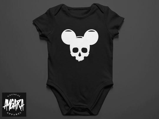 Baby-Youth "Skele-Mouse w/ or w/o bow" Black Onesie/T-Shirt