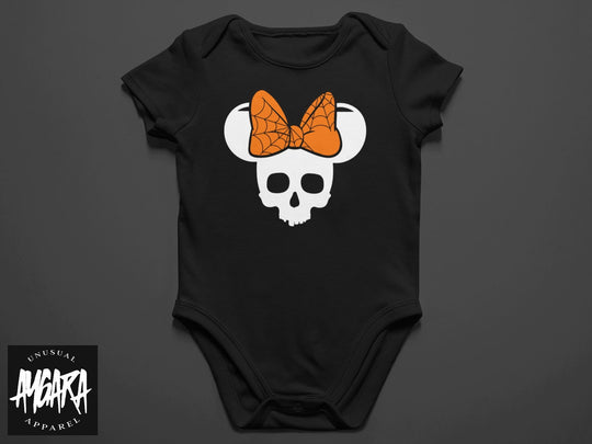 Baby-Youth "Skele-Mouse w/ or w/o bow" Black Onesie/T-Shirt