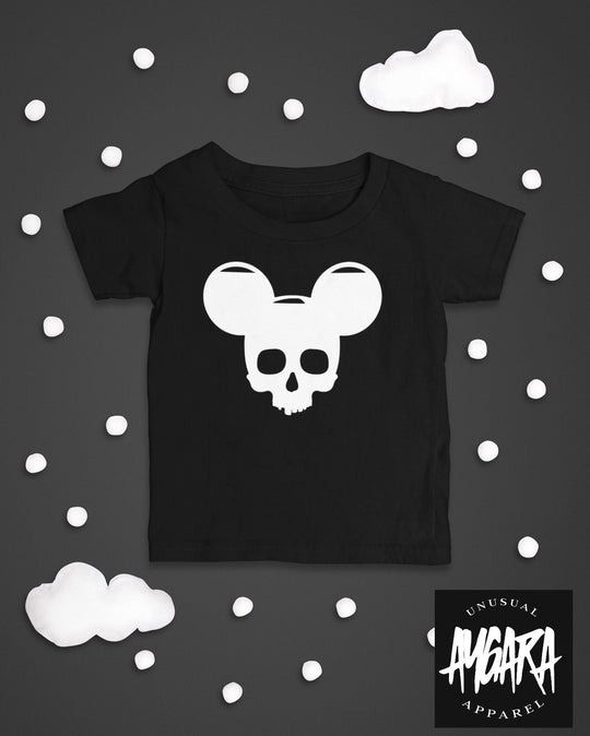 Baby-Youth "Skele-Mouse w/ or w/o bow" Black Onesie/T-Shirt