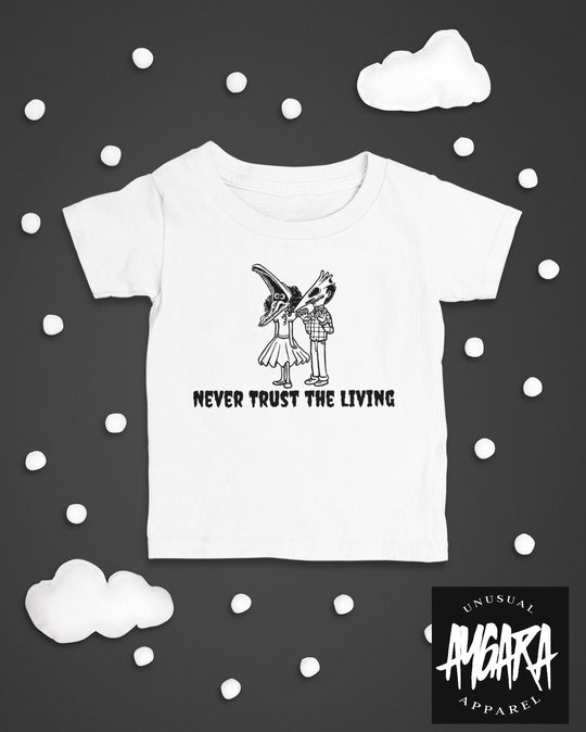Baby-Youth Black or White "Never Trust The Living" Onesie/T-Shirt