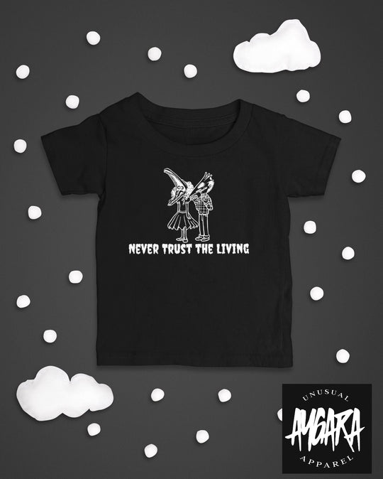 Baby-Youth Black or White "Never Trust The Living" Onesie/T-Shirt