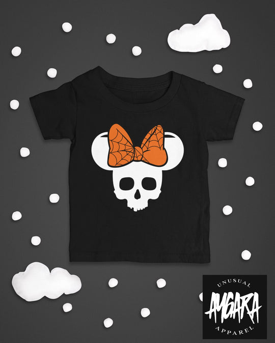 Baby-Youth "Skele-Mouse w/ or w/o bow" Black Onesie/T-Shirt